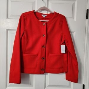 NWT Croft & Barrow Red Polyester Button Front Blazer